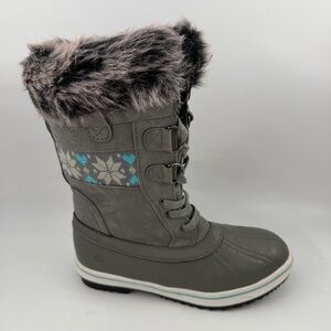 👞 Northside Girls Grey Suede - SZ 5 - Waterproof Winter Snow Boots